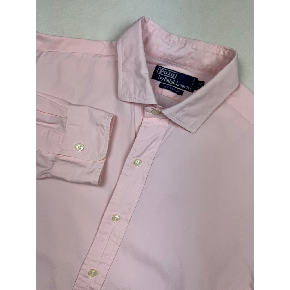 Polo Ralph Lauren Dress Shirt Men's L Pink Solid‎ 100% Cotton 17-36 Vintage USA